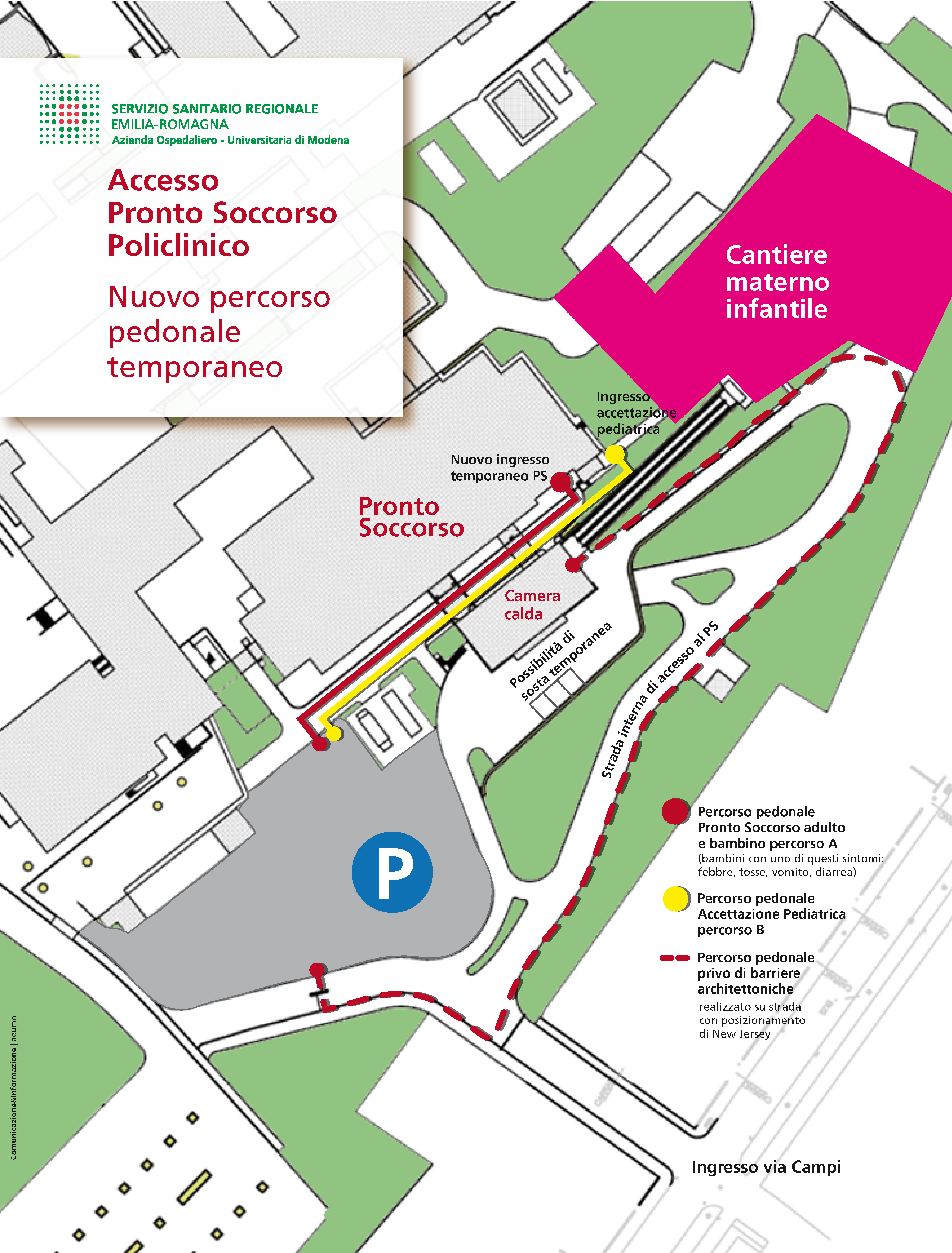 Cantiere per il nuovo edificio materno-Infantile: dal 26 settembre cambia l'accesso pedonale al PS