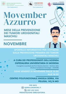 La locandina dello sportello "Movember azzurro"