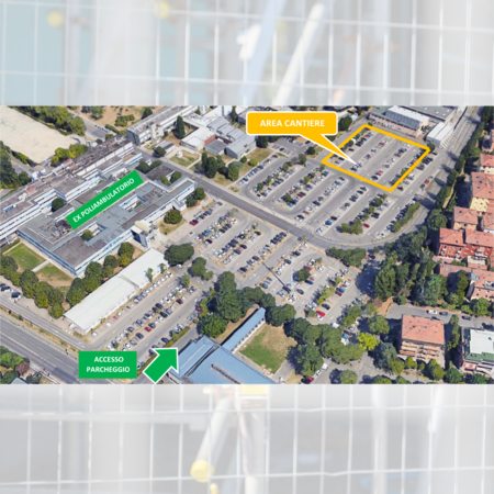 Mappa aerea del cantiere parcheggio ex Poliambulatorio