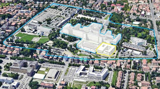 La collocazione della nuova palazzina accanto al Pronto Soccorso