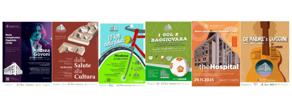 Nel corso dell'ultimo anno, le celebrazioni dedicate ai 20 anni dell'Ospedale Civile di Baggiovara hanno preso forma attraverso una serie di appuntamenti progettati e realizzati dal Servizio Comunicazione e Informazione che, con forme e linguaggi diversi, hanno raccontato il nostro Ospedale e il suo rapporto con professionisti e cittadini. Le iniziative sono partite in Piazza Sant'Agostino, con una serata di musica che ha inaugurato l'estate e con un approfondimento dedicato alla storia della piazza e al suo legame con la città e con i nostri ospedali.  A settembre la partecipazione si è spostata lungo la reti del nostro territorio: prima con la 10 km della Salute, la pedalata non competitiva che ha collegato simbolicamente gli ospedali cittadini, poi con Un gol per Baggiovara, un quadrangolare benefico che, insieme a Team Enjoy, ha contribuito a unire sport e solidarietà per portare la musica all'interno della Struttura ospedaliera.  Il percorso è proseguito con intheHospital, una giornata in cui l'Ospedale ha aperto le sue porte con conferenze divulgative, visite guidate, performance e momenti di confronto, offrendo a cittadine, cittadini e famiglie l'occasione di vedere da vicino l'incontro tra i protagonisti del passato con i professionisti del nostro presente e futuro.  Un cammino ricco e continuo, che tramite musica, cultura, sport e divulgazione ha accompagnato l'intero anno di celebrazioni, che culminerà nel concerto di giovedì 18 dicembre.   Vi aspettiamo tutti!