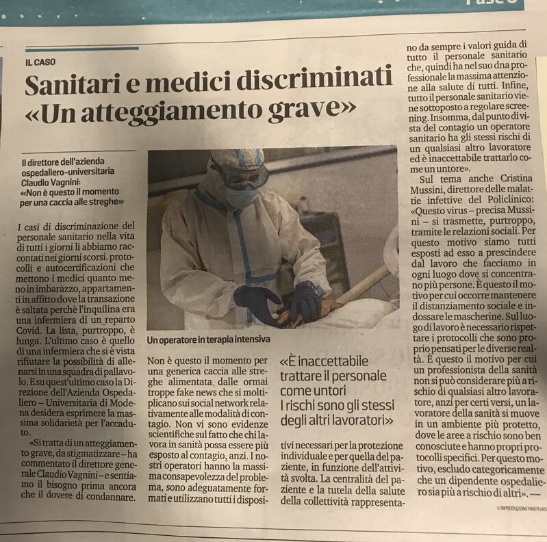 L'Articolo pubblicato sulla Gazzetta di Modena di oggi, 12 ottobre