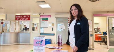 Uno dei banchetti informativi allestiti al Pronto Soccorso del Policlinico di Modena