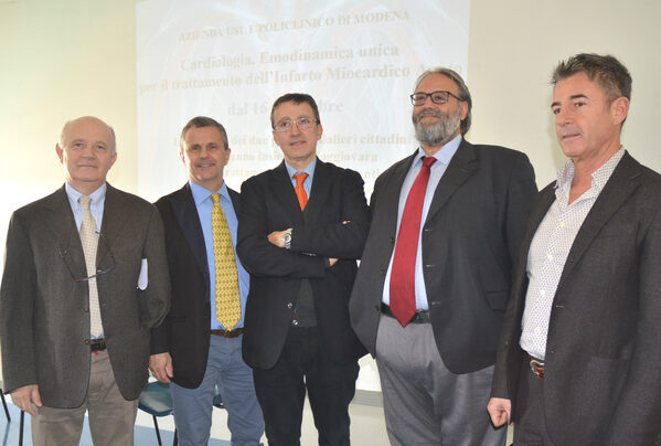 I Responsabili dell'Emodinamica, con i Direttori Sanitari dell'AUSL ed AOU di Modena