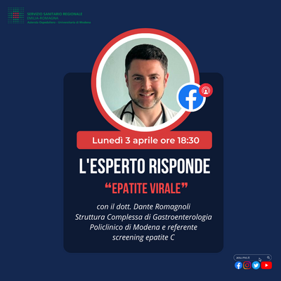 Parliamo di Epatiti virali. Sulla Pagina Facebook dell’AOU di Modena torna “L’Esperto Risponde”