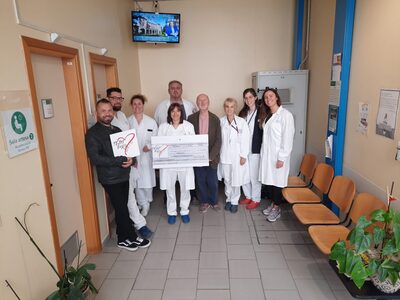 Una delle sale d'attesa della Radioterapia con il nuovo monitor