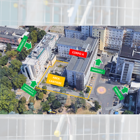 Mappa aerea Corpo A del Policlinico di Modena
